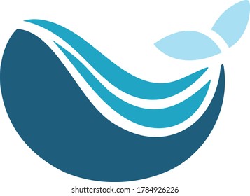 Editable logo design of a whale with waves