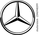 editable logo vector mercedes black and white flat image 