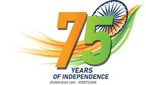 Editable Logo Vectors Of The 75th Independence Day Of India 15 Th Of August. For T Shirt Design For Print Media.