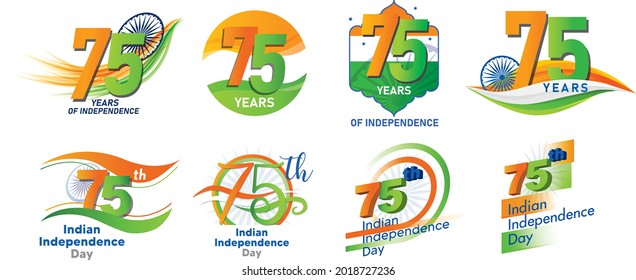 Editable logo vectors of the 75th Independence Day of India 15 th of August. For T shirt Design For print media.
