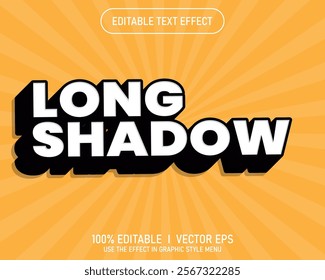 editable long shadow vector text effect with modern style design