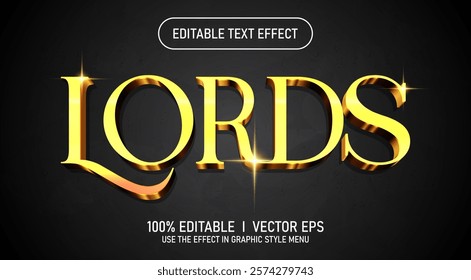 editable lords 3d vector text effect with modern style design