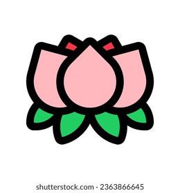 Icono del vector de flor de loto editable. Bienestar, spa, relajación. Parte de una familia de iconos grandes. Perfecto para interfaces web y de aplicaciones, presentaciones, infografías, etc