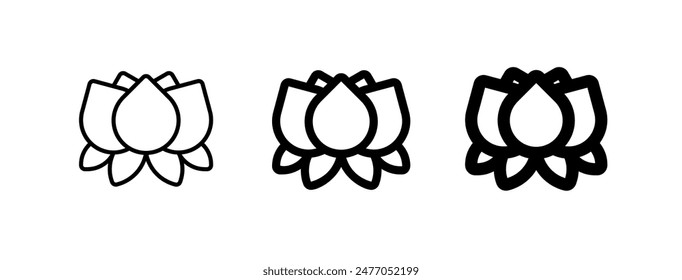 Editable lotus flower vector icon. Wellness, spa, relaxation. Part of a big icon set family. Perfect for web and app interfaces, presentations, infographics, etc