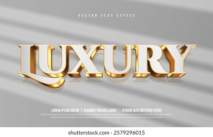 Editable luxury gold text effect, shiny metal 3d typography and glossy golden logo mockup with glitter, sparkle and shadow overlay background for social media business. Gold metallic letter web icon.