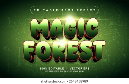 editable magic forest 3d vector text effect with modern style design