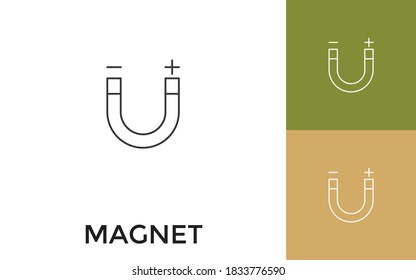 Editable Magnet Thin Line Icon with Title. Useful For Mobile Application, Website, Software and Print Media.