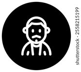 Editable man with buzz haircut and mustache avatar vector icon. User, profile, identity, persona. Part of a big icon set family. Perfect for web and app interfaces, presentations, infographics, etc