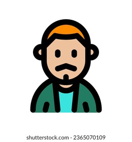 Editable man with buzz haircut and mustache avatar vector icon. User, profile, identity, persona. Part of a big icon set family. Perfect for web and app interfaces, presentations, infographics, etc