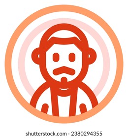 Editable man with buzz haircut and mustache avatar vector icon. User, profile, identity, persona. Part of a big icon set family. Perfect for web and app interfaces, presentations, infographics, etc