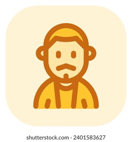 Editable man with buzz haircut and mustache avatar vector icon. User, profile, identity, persona. Part of a big icon set family. Perfect for web and app interfaces, presentations, infographics, etc