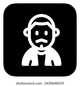 Editable man with buzz haircut and mustache avatar vector icon. User, profile, identity, persona. Part of a big icon set family. Perfect for web and app interfaces, presentations, infographics, etc