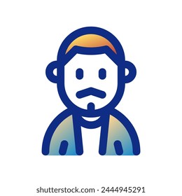 Editable man with buzz haircut and mustache avatar vector icon. User, profile, identity, persona. Part of a big icon set family. Perfect for web and app interfaces, presentations, infographics, etc