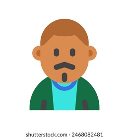 Editable man with buzz haircut and mustache avatar vector icon. User, profile, identity, persona. Part of a big icon set family. Perfect for web and app interfaces, presentations, infographics, etc