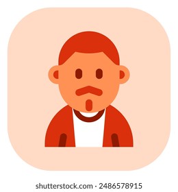 Editable man with buzz haircut and mustache avatar vector icon. User, profile, identity, persona. Part of a big icon set family. Perfect for web and app interfaces, presentations, infographics, etc