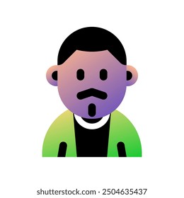 Editable man with buzz haircut and mustache avatar vector icon. User, profile, identity, persona. Part of a big icon set family. Perfect for web and app interfaces, presentations, infographics, etc