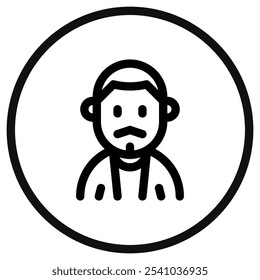 Editable man with buzz haircut and mustache avatar vector icon. User, profile, identity, persona. Part of a big icon set family. Perfect for web and app interfaces, presentations, infographics, etc