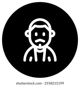 Editable man with buzz haircut and mustache avatar vector icon. User, profile, identity, persona. Part of a big icon set family. Perfect for web and app interfaces, presentations, infographics, etc