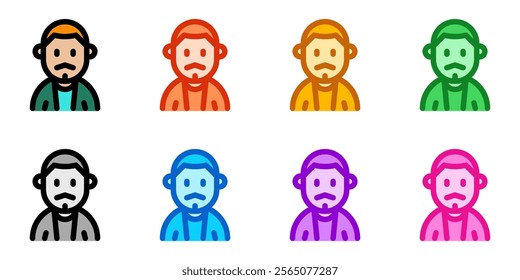 Editable man with buzz haircut and mustache avatar vector icon. User, profile, identity, persona. Part of a big icon set family. Perfect for web and app interfaces, presentations, infographics, etc