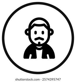 Editable man with buzz haircut and mustache avatar vector icon. User, profile, identity, persona. Part of a big icon set family. Perfect for web and app interfaces, presentations, infographics, etc