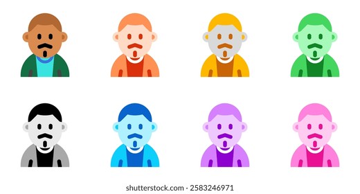 Editable man with buzz haircut and mustache avatar vector icon. User, profile, identity, persona. Part of a big icon set family. Perfect for web and app interfaces, presentations, infographics, etc