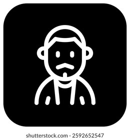 Editable man with buzz haircut and mustache avatar vector icon. User, profile, identity, persona. Part of a big icon set family. Perfect for web and app interfaces, presentations, infographics, etc