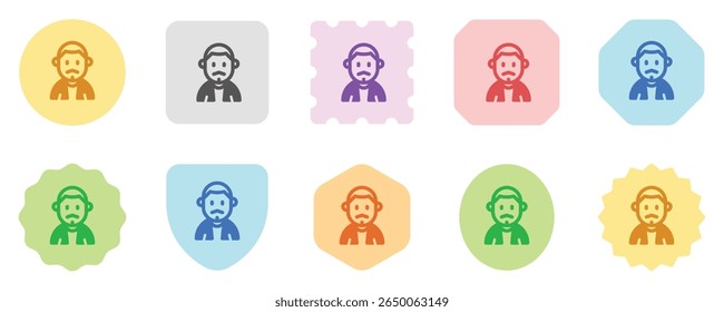 Editable man with buzz haircut and mustache avatar vector icon. User, profile, identity, persona. Part of a big icon set family. Perfect for web and app interfaces, presentations, infographics, etc