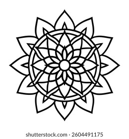 Editable Mandala Art Design with Circular Floral Pattern silhouette Vector illustration

