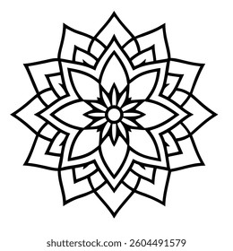 Editable Mandala Flower Design for Coloring Book and Art Projects silhouette Vector illustration

