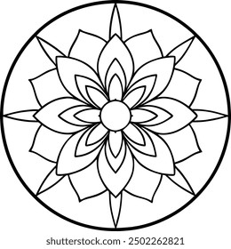 Editable Mandala line art design coloring book page. Mandala with flower for Henna, Mehndi, tattoo, kdp book interior, Sticker, greeting card, decoration. Decorative ornament in ethnic oriental style.