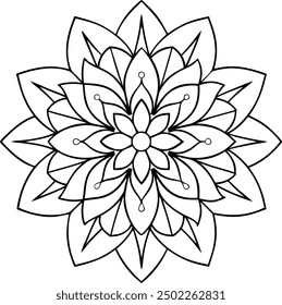 Editable Mandala line art design coloring book page. Mandala with flower for Henna, Mehndi, tattoo, kdp book interior, Sticker, greeting card, decoration. Decorative ornament in ethnic oriental style.