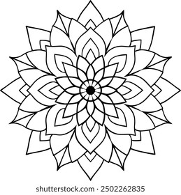 Editable Mandala line art design coloring book page. Mandala with flower for Henna, Mehndi, tattoo, kdp book interior, Sticker, greeting card, decoration. Decorative ornament in ethnic oriental style.