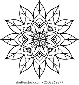 Editable Mandala line art design coloring book page. Mandala with flower for Henna, Mehndi, tattoo, kdp book interior, Sticker, greeting card, decoration. Decorative ornament in ethnic oriental style.