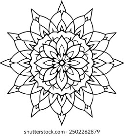 Editable Mandala line art design coloring book page. Mandala with flower for Henna, Mehndi, tattoo, kdp book interior, Sticker, greeting card, decoration. Decorative ornament in ethnic oriental style.