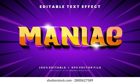 editable maniac 3d text effects, modern colors.Text style effects.