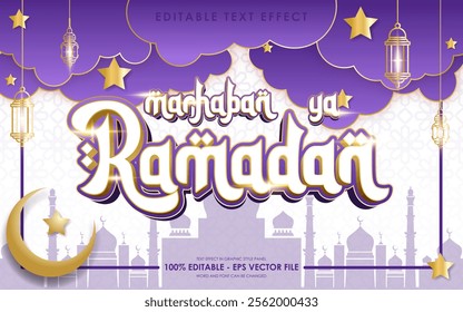 Editable Marhaban Ya Ramadan Text Effect with islamic background