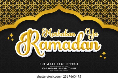 Editable Marhaban Ya Ramadan Text Effect with islamic background