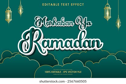 Editable Marhaban Ya Ramadan Text Effect with islamic background