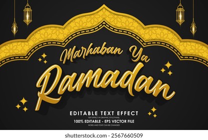 Editable Marhaban Ya Ramadan Text Effect with islamic background