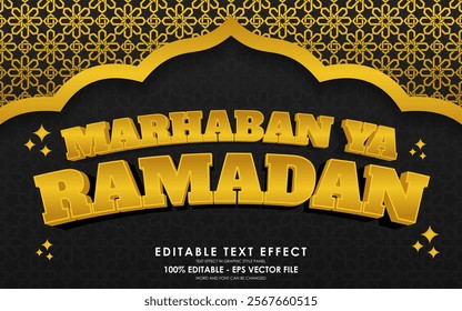 Editable Marhaban Ya Ramadan Text Effect with islamic background