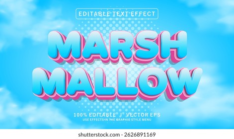 editable marsh mallow vector text effect with modern style design