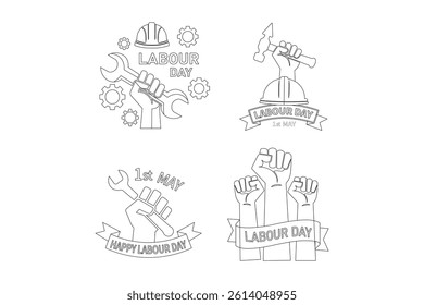 Editable May 1 Labour Day Poster with Strong Fist, workers protest day illustration, labor day vector clipart, international workers day graphic