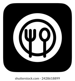 Comidas editables, plato, tenedor, icono de vector de cuchara. Comida, restaurante. Parte de una gran familia de iconos. Perfecto para interfaces web y aplicaciones, presentaciones, infografías, etc