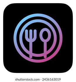 Comidas editables, plato, tenedor, icono de vector de cuchara. Comida, restaurante. Parte de una gran familia de iconos. Perfecto para interfaces web y aplicaciones, presentaciones, infografías, etc