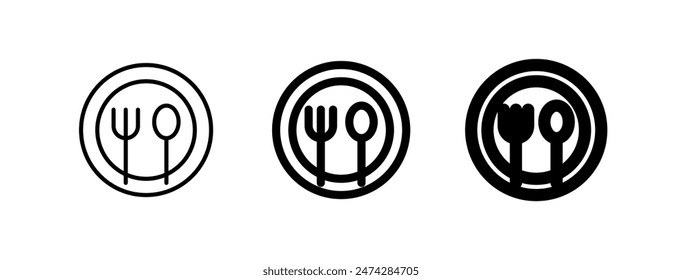 Editierbare Mahlzeiten, Teller, Gabel, Löffel Vektorgrafik Symbol. Essen, Restaurant. Teil einer großen Icon-Set-Familie. Ideal für Web- und App-Interfaces, Präsentationen, Infografiken usw