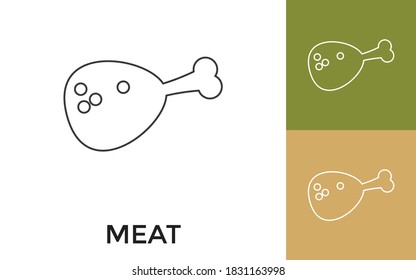 Bearbeitbar Fleisch dünne Linie Symbol mit Titel. Nützlich für mobile Anwendungen, Website, Software und Printmedien.