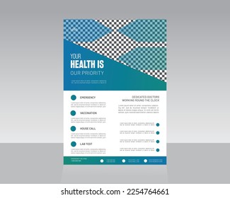 Editable Medical Healthcare A4 Size Flyer template design Suitable for Promote Hospital and Doctor