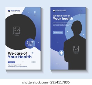 Editable medical healthcare dental Instagram stories social media square web ads banner flyer post template design collection