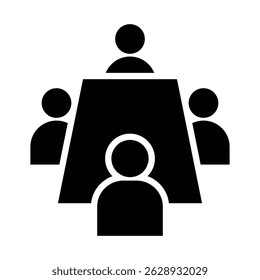 Design de sala de reunião editável. Ícone de reunião de escritório de design plano. Ícone do espaço de trabalho criativo. Ícone de reunião de grupo para o local de trabalho. Área de reunião corporativa.