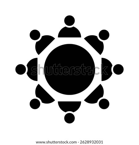 Editable meeting room design. Flat design office meeting icon. Creative coworking space icon. Group meeting icon for workplace. Corporate meeting area.